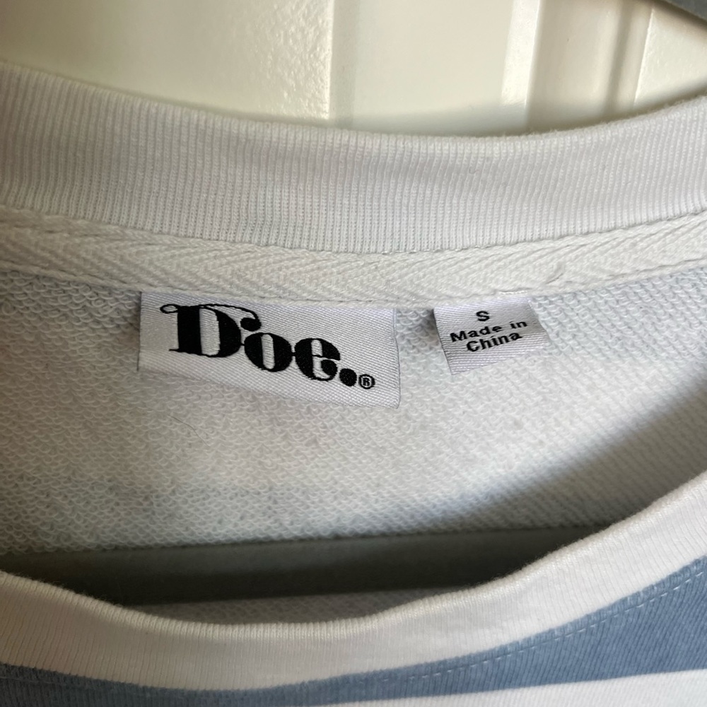 Doe. Good Vibes Sweatshirt - blue and white stripped - size small. - Picture 4 of 6